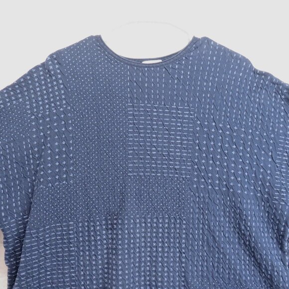 Pure Jill Sweater Sz Medium Navy Blue Textured Light Knit Top Cropped 3/4 Sleeve - Picture 2 of 9